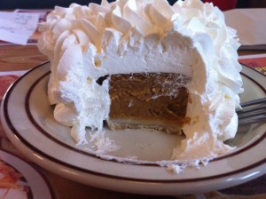 Pie hides under mounds of whipped cream