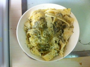 Noodles with Green Chile Cream Sauce