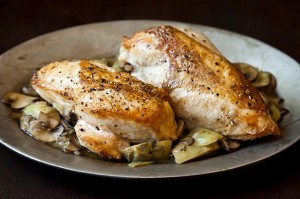 Manly Kitchen Roasted Chicken with Mushrooms and Artichoke Hearts