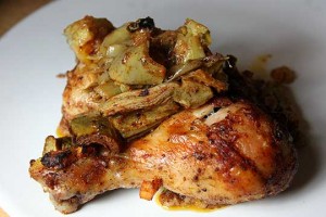 Manly Kitchen Roasted Chicken with Mushrooms and Artichoke Hearts