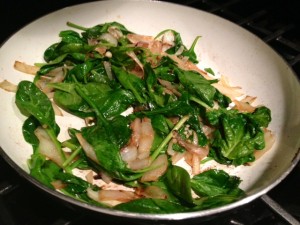 Manly Kitchen Sauteed Spinach with Bacon and Onions